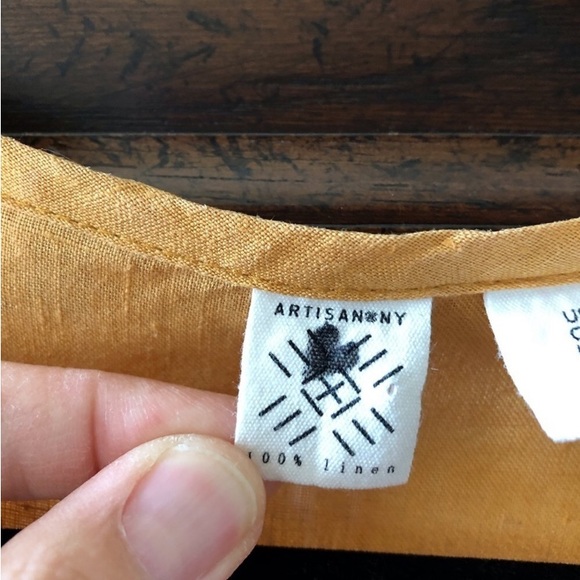 Artisan NY Golden yellow Linen short sleeve boxy tee in size S - Picture 2 of 6